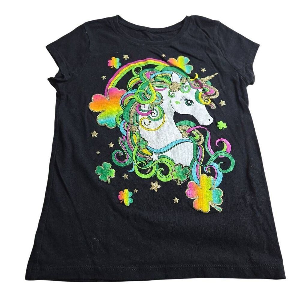Children's Place St Patrick's day unicorn shirt S5/6